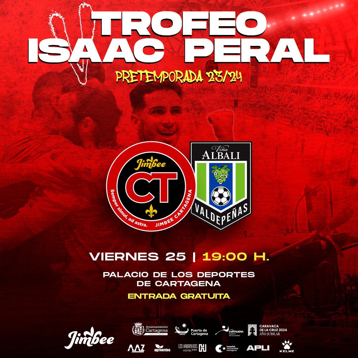 Jimbee Cartagena Costa Cálida (@jimbeecartagena) on Twitter photo TROFEO ISAAC PERAL | ¿Te vienes este viernes al Palacio? Hay 𝑷𝑨𝑹𝑻𝑰𝑫𝑨𝒁𝑶 de presentación 👋
🆚 <a href="/VinaAlbaliFS/">Viña Albali Valdepeñas</a>
🗓️ Viernes 25 de agosto
⏰ 19:00 horas
🏟️ Palacio de los Deportes
🎟️ Entrada gratuita
#PreparaosParaLaGloria #APorUnAñoDePelícula TROFEO ISAAC PERAL | ¿Te vienes este viernes al Palacio? Hay 𝑷𝑨𝑹𝑻𝑰𝑫𝑨𝒁𝑶 de presentación 👋
🆚 <a href="/VinaAlbaliFS/">Viña Albali Valdepeñas</a>
🗓️ Viernes 25 de agosto
⏰ 19:00 horas
🏟️ Palacio de los Deportes
🎟️ Entrada gratuita
#PreparaosParaLaGloria #APorUnAñoDePelícula