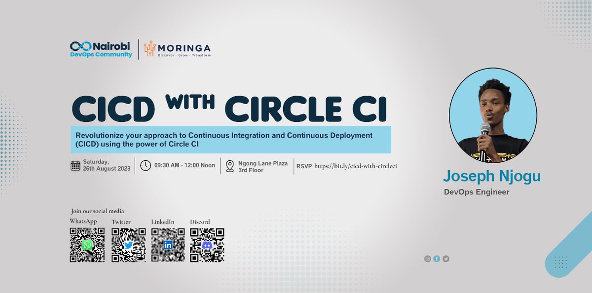 nairobidevops's tweet image. Join us on Saturday, 26th August 2023 at Ngong Lane Plaza at @moringaschool for an interesting practical session on CICD with CIrcleCI facilitated by @josephnjogu487 from 9:30am to 12:00 noon.

RSVP: bit.ly/cicd-with-circ…

#devops #devopske #nairobidevops #cicd #circleci