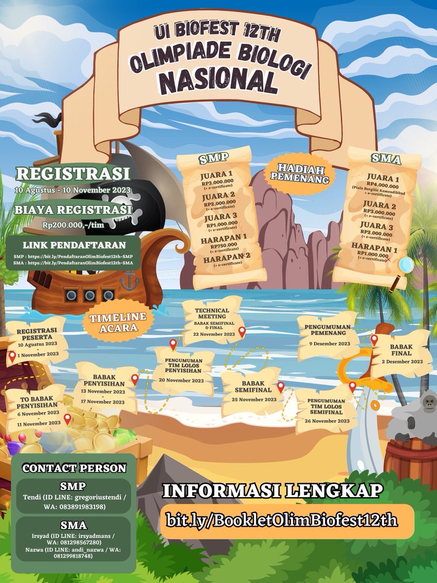 [OLIMPIADE BIOLOGI TINGKAT NASIONAL]

Halo, Pejuang Konservasi👋!

Acara perlombaan yang sudah ditunggu tunggu telah tiba nih!! Olimpiade UI Biofest 12th telah hadir bersama Hylo dan Hyla ✨ Olimpiade ini merupakan salah satu rangkaian dari acara UI Biofest 2023.