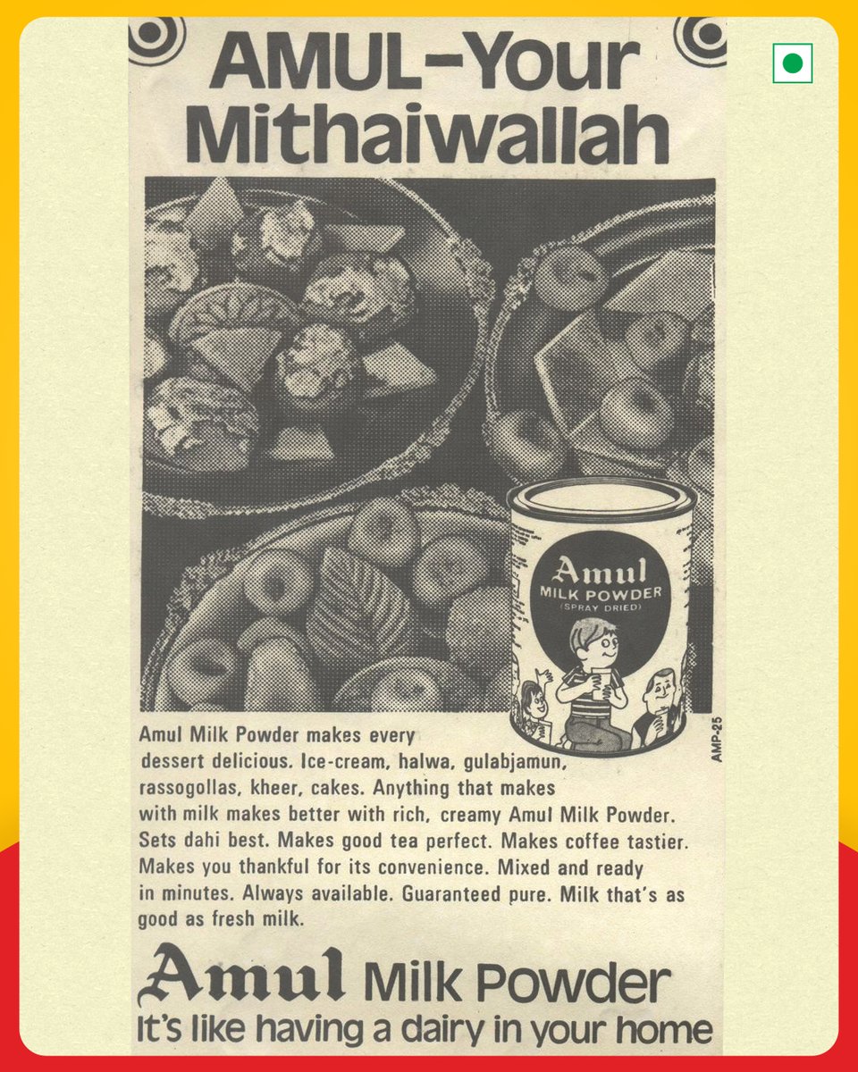 Amul_Coop's tweet photo. Your most loved mithaiwallah from the 70s, Amul Whole Milk Powder, is now back in a brand-new pack this Raksha Bandhan season.

The best choice for making gulab jamuns, rasgullas &amp; much more, it will satisfy everyone’s sweet cravings.

#Amul #WholeMilkPowder #Sweets #Rakhi https://t.co/RFikYL8jsi