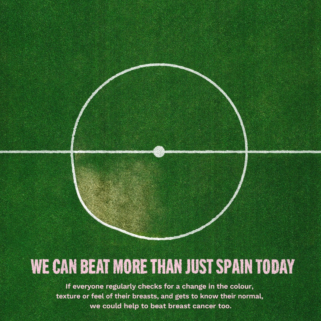 "On peut battre plus que l'Espagne aujourd'hui"

Pub créative de l'association anglaise Breast Cancer Now (contre le cancer du sein) pour la finale de la Coupe du monde féminine de football qui opposait l'Espagne à l'Angleterre