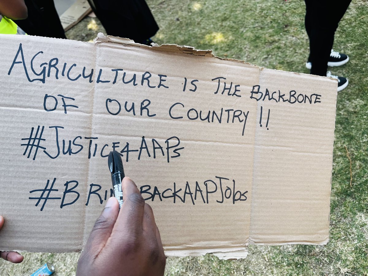 AssistantPracti's tweet photo. The day has arrived, we’re committing to this March and submitting our memorandum to the president @CyrilRamaphosa , we want actions- we know agriculture is the backbone of this country. Our farmers need us. #Justice4AAPs #BringBackAAPJobs 🙌🏿 @EFFSouthAfrica @eNCA https://t.co/42jXYACjQg