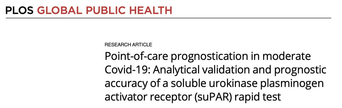 At long last very pleased to be able to share final paper from @MSF_Espana @FINDdx PRIORITISE project: analytical performance and prognostic accuracy of #suPAR RDT in moderate #Covid19 tinyurl.com/5hcw67km @OffCMCVellore @aiims_patna @MORUBKK @TropMedOxford @KrutikaKuppalli