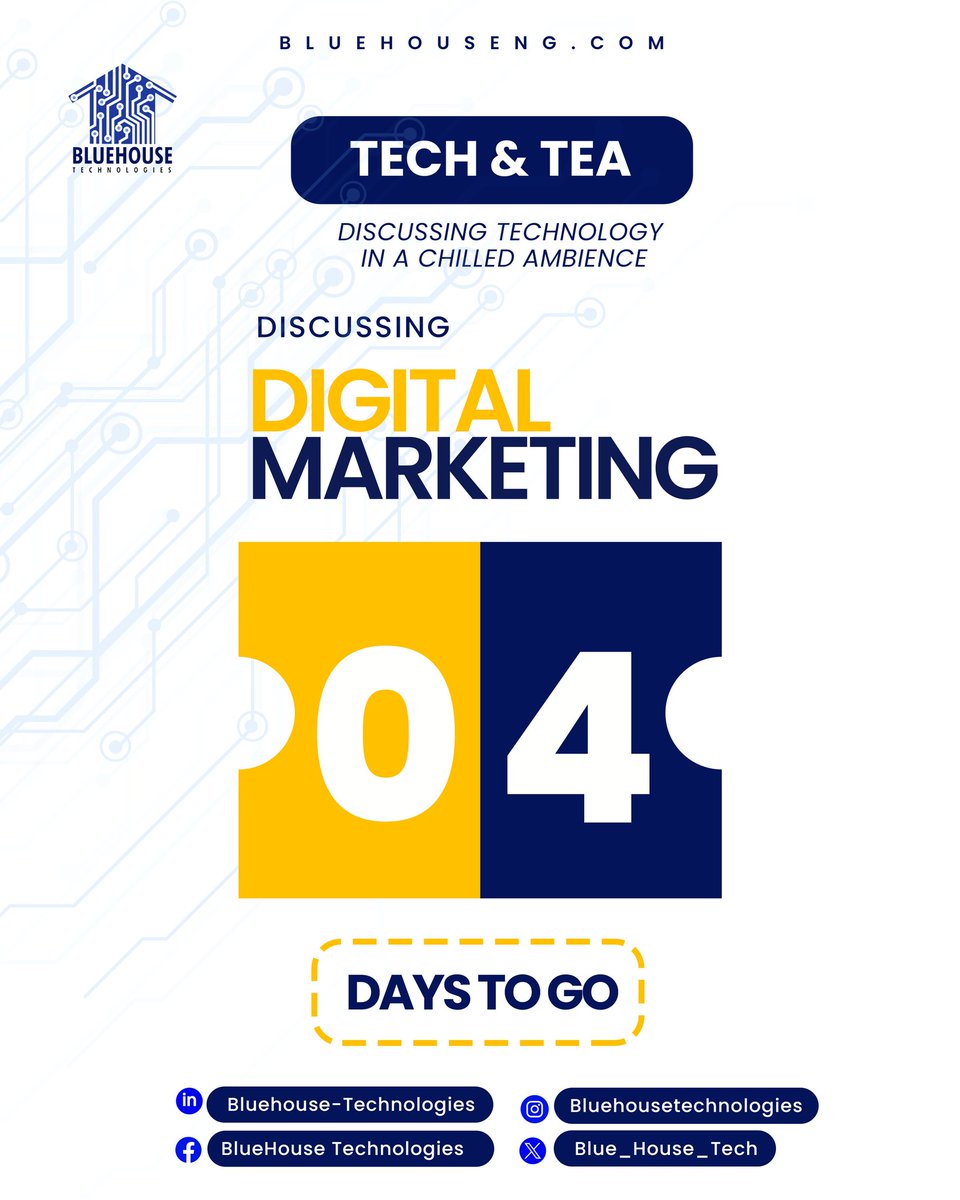 Blue_House_Tech's tweet image. 4 Days to Go! ⏳ Our countdown to the August #TechAndTea event has begun, and the excitement is building! Get ready to be enlightened and inspired by our incredible guest speakers. 🌟

#DigitalMarketing #TechEvent #BluehouseTechnologies #TechSolutions #BusinessSolutions