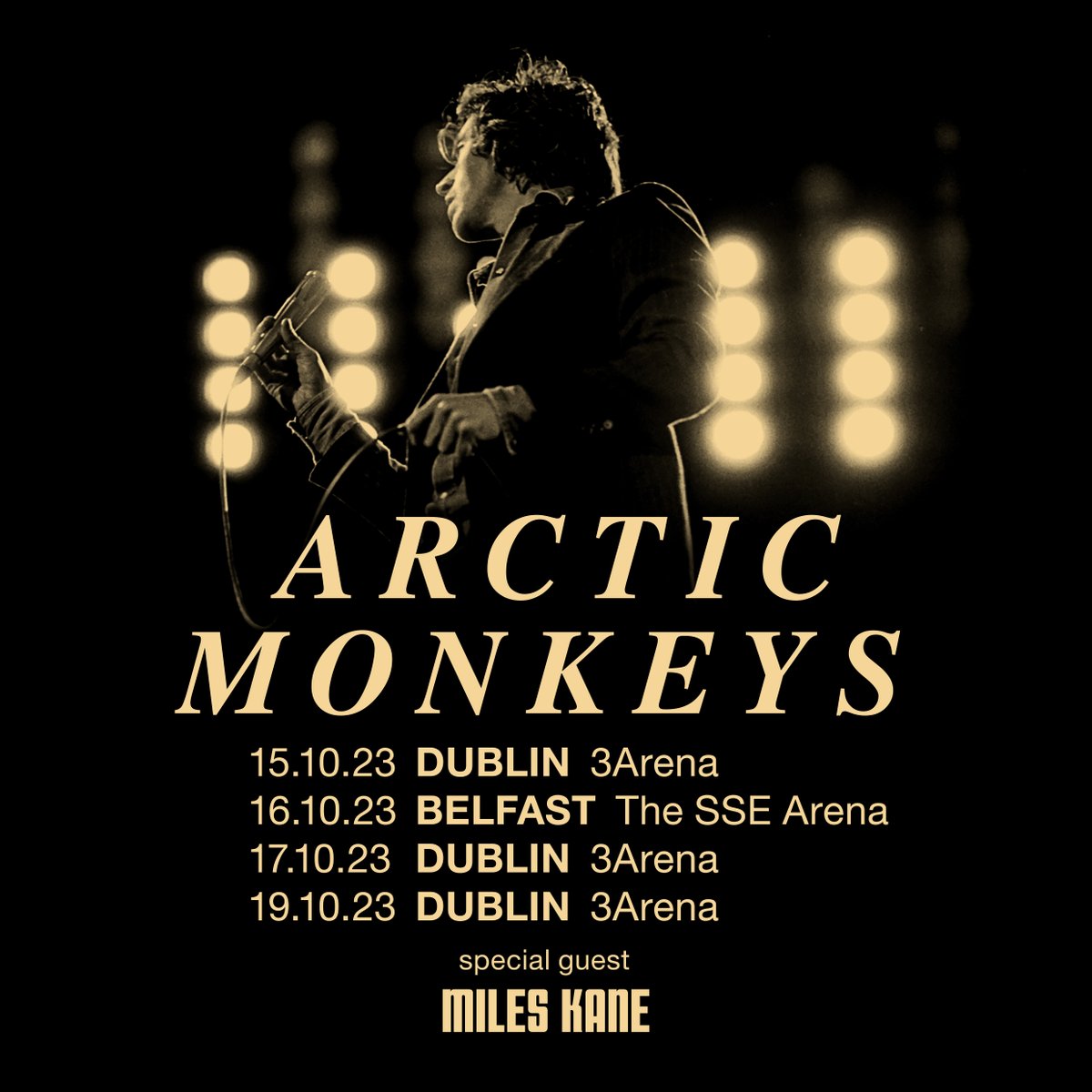 Arctic Monkeys will be returning to Dublin & Belfast in October 2023 for a series of arena dates to mark the end of their World Tour. The band are pleased to announce @MilesKaneMusic as Special Guest. These dates follow the cancellation of the band’s summer show at Dublin’s…