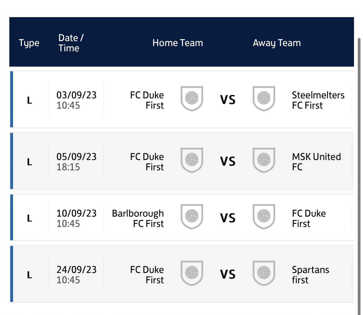 𝑺𝒆𝒑𝒕𝒆𝒎𝒃𝒆𝒓 𝒇𝒊𝒙𝒕𝒖𝒓𝒆𝒔, 𝒄𝒐𝒏𝒇𝒊𝒓𝒎𝒆𝒅 ✅⚽️

We begin our <a href="/ChesterfieldSL/">ChesterfieldSLeague</a> campaign on the 3rd September at home to Steelmelters (<a href="/AfCtiki/">Steelmelters FC</a>)

Full list of September fixtures attached:

#UpTheDuke 🟢⚪️