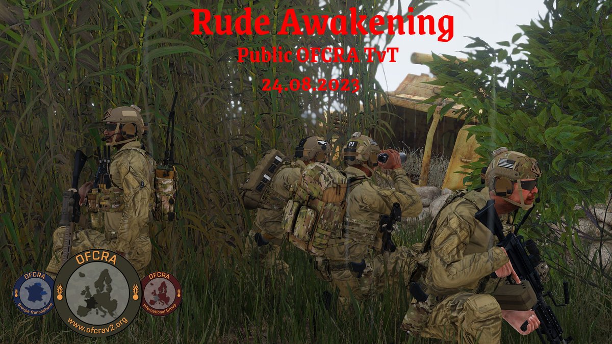 We are organising this Thursday 24th of August a #tvt public #arma3 event, "Rude Awakening".
Slots are almost full, but don't hesitate to contact us on discord (discord.gg/bWtGS7N) if you want to join with your team, we may add a few squads if needed! <a href="/ArmaPlatform/">Arma Platform</a>