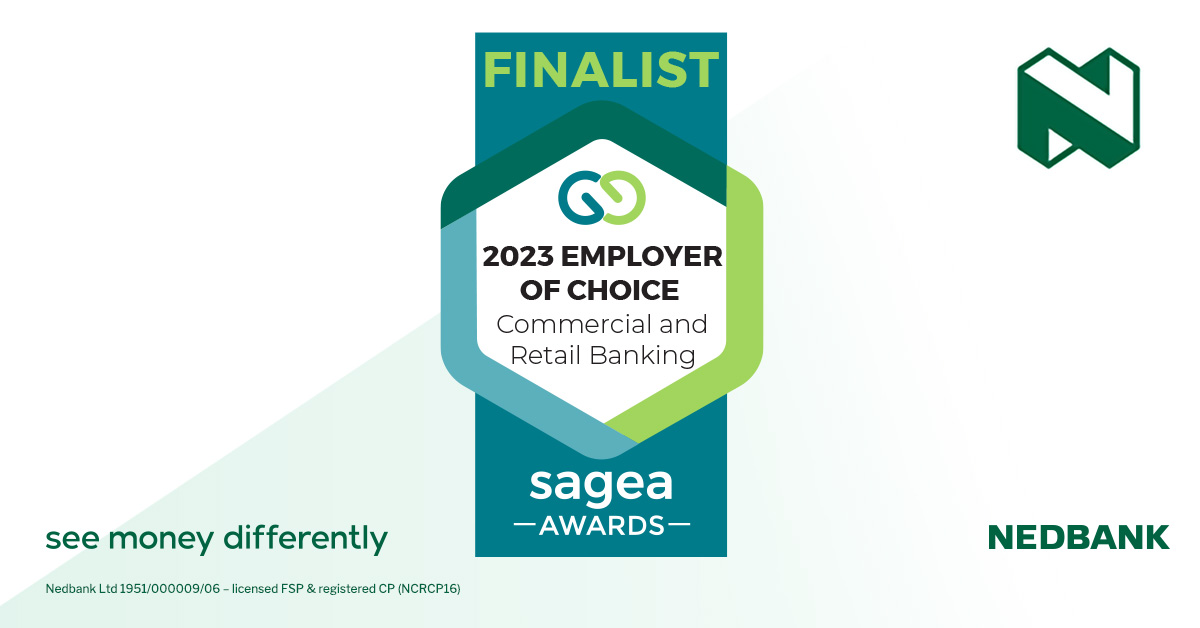 We are happy to announce that Nedbank has been shortlisted as one of the top three employers of choice for 2023 in the commercial and retail banking sector by the South African Graduate Employers Association (SAGEA). #WeAreNedbank