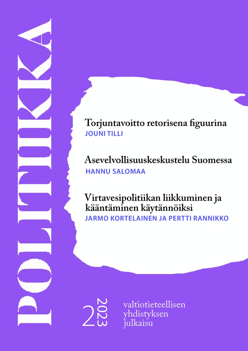 Uusi numeromme on nyt julkaistu! Avoimesti luettavissa osoitteessa journal.fi/politiikka/iss…