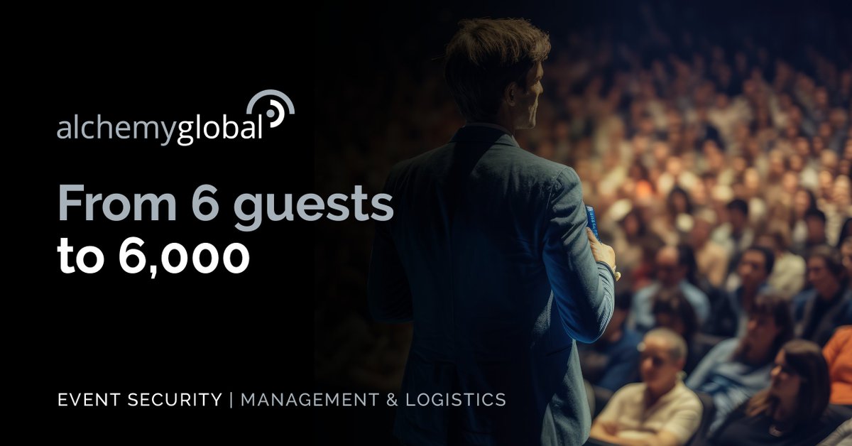 Alchemy_Global's tweet photo. Organising your next event? We have decades of experience in managing and securing events:

- from meetings to festivals
- from crowd control to emergency response
- from 6 guests to 6,000

You and your attendees are in safe hands: operations@alchemyglobal.com

#eventsecurity https://t.co/GFS4wbdIFE