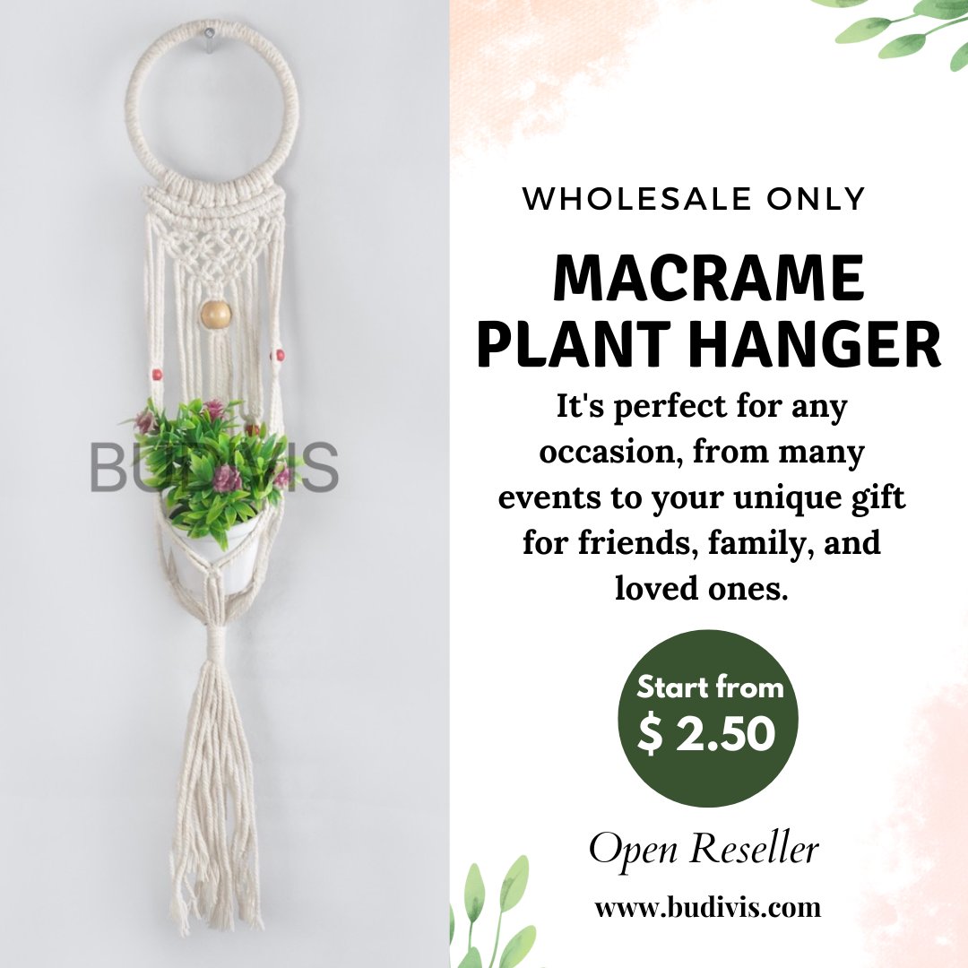 Macrame Plant Hanger

It's perfect for any occasion, from many events to your unique gift for friends, family, and loved ones.

Start from $2.50
budivis.com/landingpage/pa…

#planthanger #macrame #budivis #wholesale #wholesaler #macrameplanthanger #handmade #homedecor