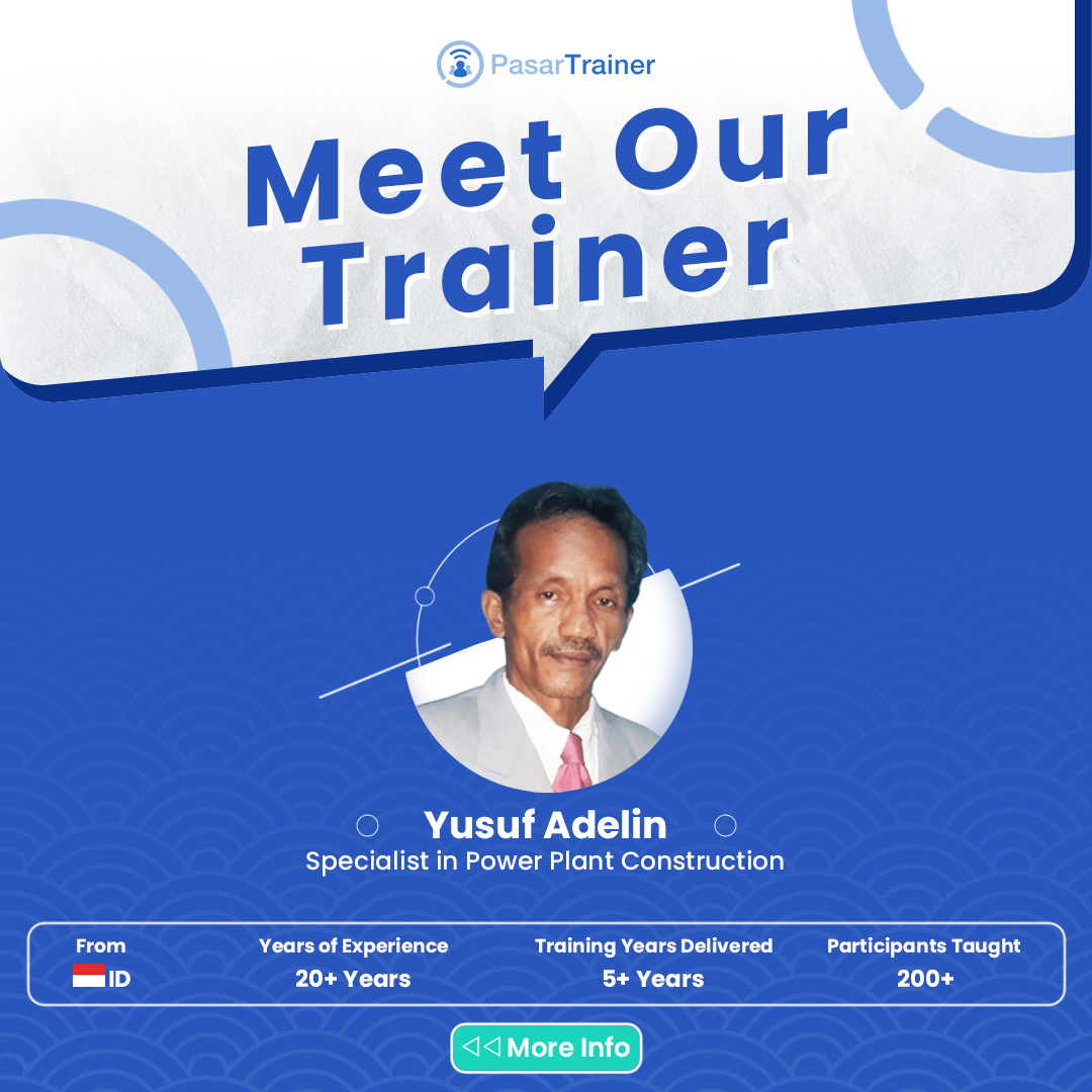 PasarTrainer's tweet photo. Meet Our Professional Trainer, Yusuf Adelin 👨🏻‍🏫
Specialist in Power Plant Construction

📌 Find out what he teaches at PasarTrainer: https://t.co/bupEdxnvJw

#pasartrainer #trainingmarketplace #trainingprovider #hrtraining #corporatetraining #learninganddevelopment https://t.co/WQbRtaYDNp