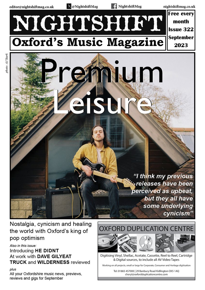 Nightshiftmusicmag (@nightshiftmag) on Twitter photo September's <a href="/NightshiftMag/">Nightshiftmusicmag</a> is online now at nightshiftmag.co.uk/2023/sep.pdf ft <a href="/premium_leisure/">Premium Leisure</a> on the cover + Introducing @hedidntband + at work with <a href="/DaveGilyeat/">Dave Gilyeat</a> + reviews of <a href="/TruckFestival/">Truck Festival</a> & <a href="/WildernessHQ/">Wilderness</a> + over 4 pages of gigs for the month ahead. September's <a href="/NightshiftMag/">Nightshiftmusicmag</a> is online now at nightshiftmag.co.uk/2023/sep.pdf ft <a href="/premium_leisure/">Premium Leisure</a> on the cover + Introducing @hedidntband + at work with <a href="/DaveGilyeat/">Dave Gilyeat</a> + reviews of <a href="/TruckFestival/">Truck Festival</a> & <a href="/WildernessHQ/">Wilderness</a> + over 4 pages of gigs for the month ahead.
