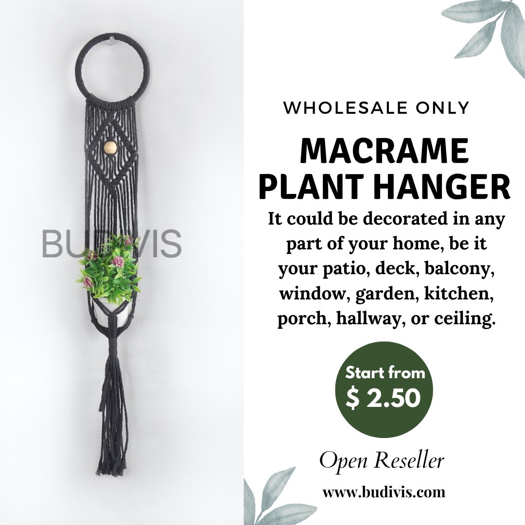 Macrame Plant Hanger

It could be decorated in any part of your home, be it your patio, deck, balcony, window, garden, kitchen, porch, hallway, or ceiling.

Start from $2.50
budivis.com/landingpage/pa…

#planthanger #macrame #budivis #wholesale #wholesaler #macrameplanthanger