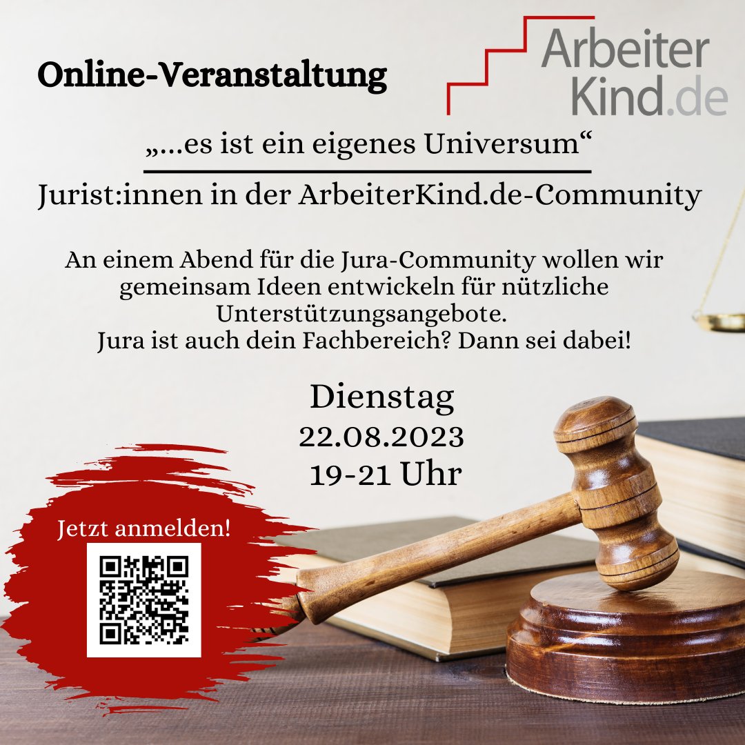Egal ob im Jura-Studium, am Studium interessiert oder im  Berufsleben - alle sind willkommen zu diesem Austausch. Welche Bedarfe  gibt es? Welche Angebote wären hilfreich? Gemeinsam wollen wir dazu Ideen entwickeln. Zur Anmeldung: lnkd.in/eBv7Eb8Z
Wir freuen uns auf euch!