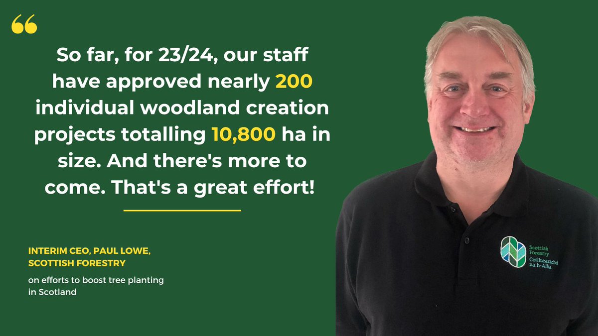 "It’s a very challenging job but our staff are working flat out to play their part in boosting woodland creation.” says Scottish Forestry’s Interim CEO, Paul Lowe, as 10,800 ha worth of Forestry Grant Scheme applications are approved this year already. #teamforestry