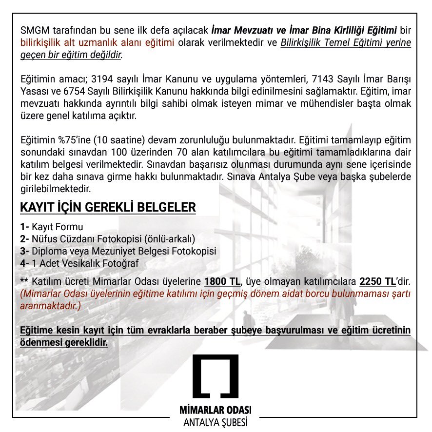 Mimarlar Odası Antalya Şubesi tweet media