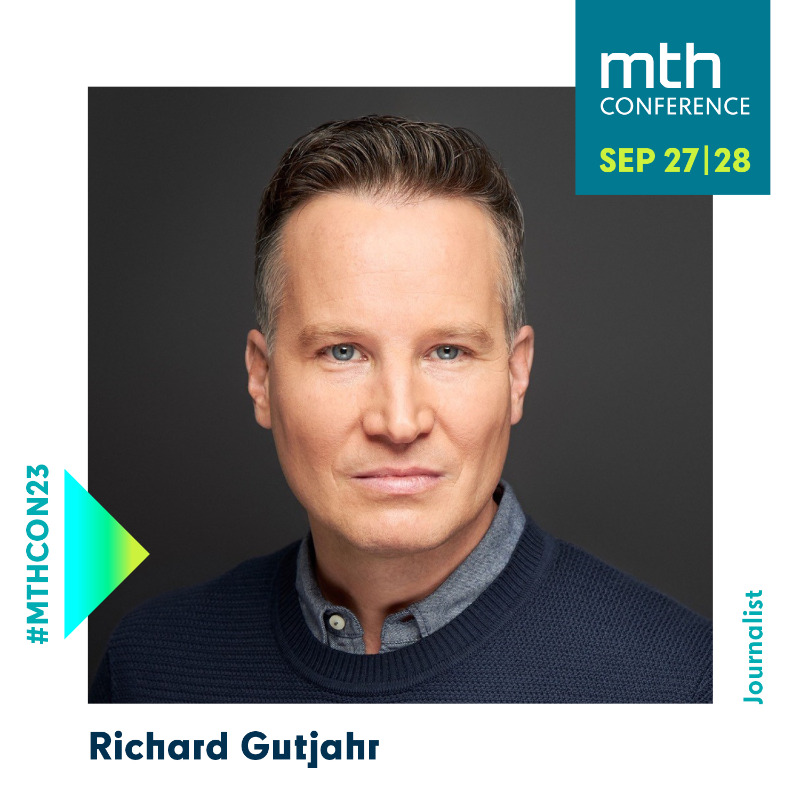 MIZBabelsberg's tweet photo. Wie sieht die Zukunft des Journalismus im KI-Zeitalter aus? Darüber diskutieren wir am 27.9.23 auf der #MTHCON23 mit @gutjahr, @evawolfangel, @annalena (@algorithwatch) und Sascha Devigne (@studio47live / #ClipSense). Tickets bekommt ihr über unseren Partner-Link mit 25% Rabatt!