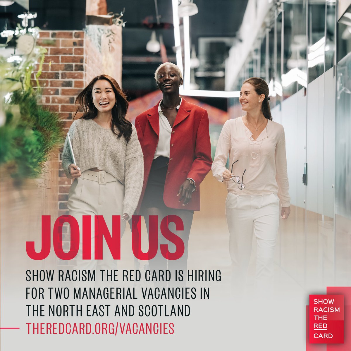 Show Racism the Red Card is hiring for two managerial vacancies in the North East and Scotland. Join us. Discover the power of Educating Against Racism. 🔗 theredcard.org/vacancies