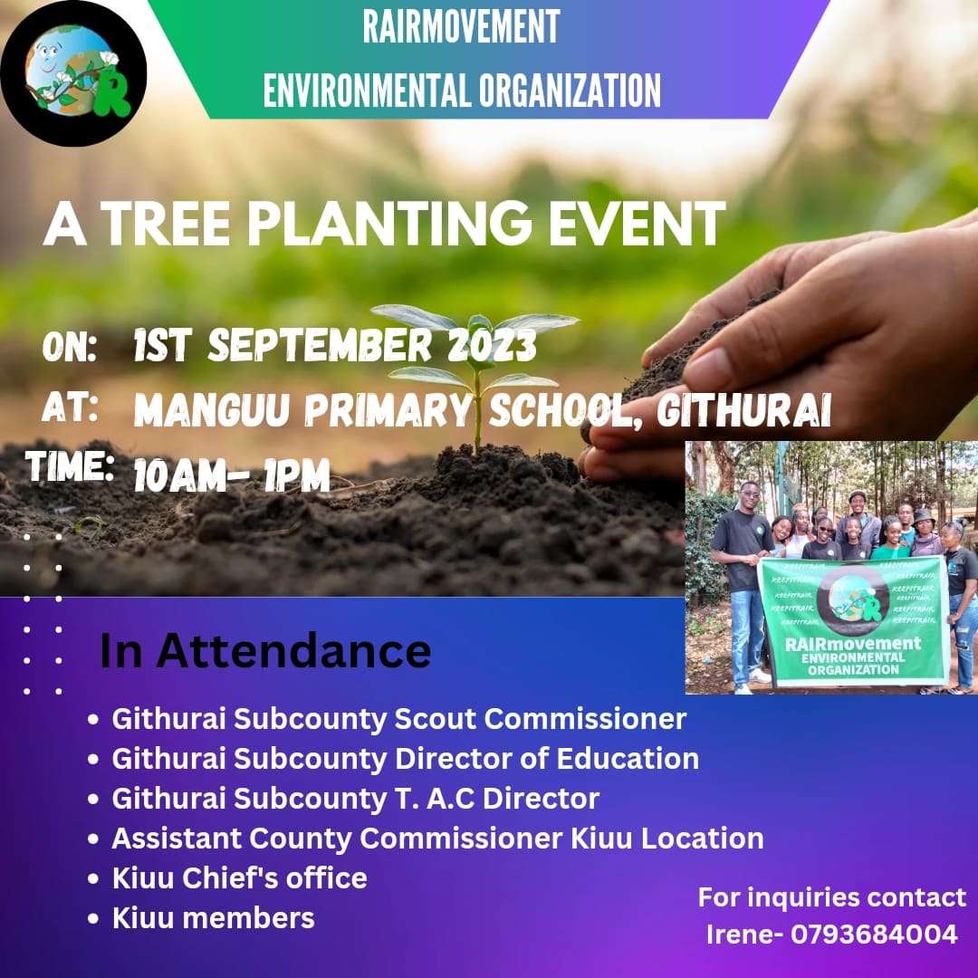 RaiR_movement's tweet photo. Calling all environmentalist to join us on 1st September 2023 at Manguu Primary as we pursue #ClimateAction . Tell a friend to tell a friend🗣🥳 https://t.co/iEiCZ1x4qw