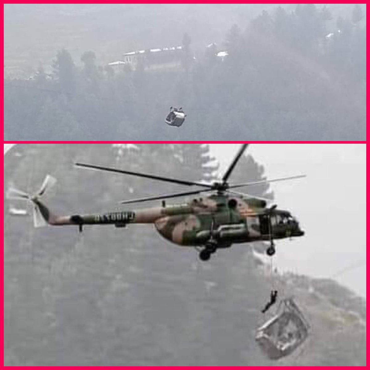 TheSaadKaiser's tweet photo. Proud moment for Pakistan Army. They just saved the children who were stuck in the broken chairlift. People were prepared that these innocent children won’t be able to survive, and then Pakistan Army came for the rescue. Excellent job 🇵🇰♥️ #Battagram https://t.co/8ZcJ8UtKvT