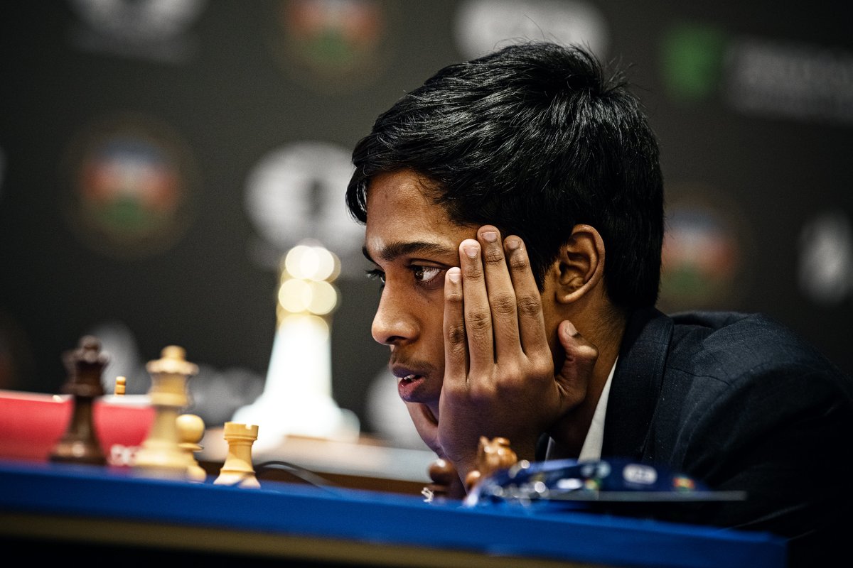 The first game of the #FIDEWorldCup final between Praggnanandhaa
