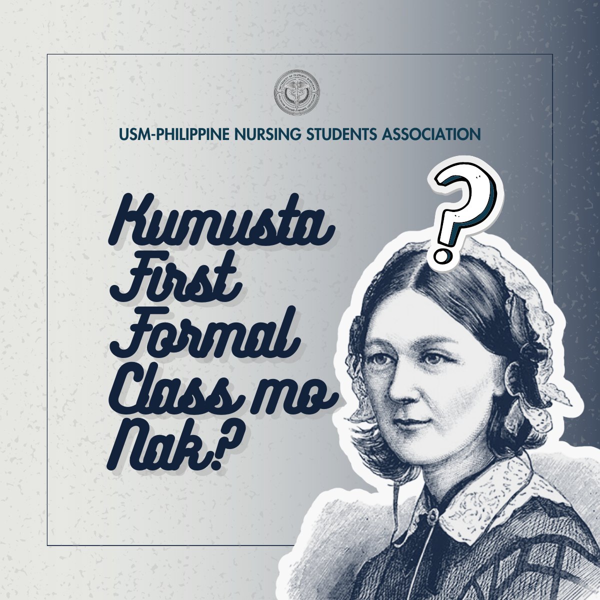 USMPNSA's tweet photo. Magandang gabi ka-CMAHS!
Pagod na ba lahat? huieeee— Mag-stress relieve sa ta! Here’s our weekly “Tanong ni Mama Flo”, Kumusta first formal class mo nak?
Retweet with your answer using the hashtag #LabaRN and for more updates, follow na future nurses! https://t.co/Nz9vptnROE