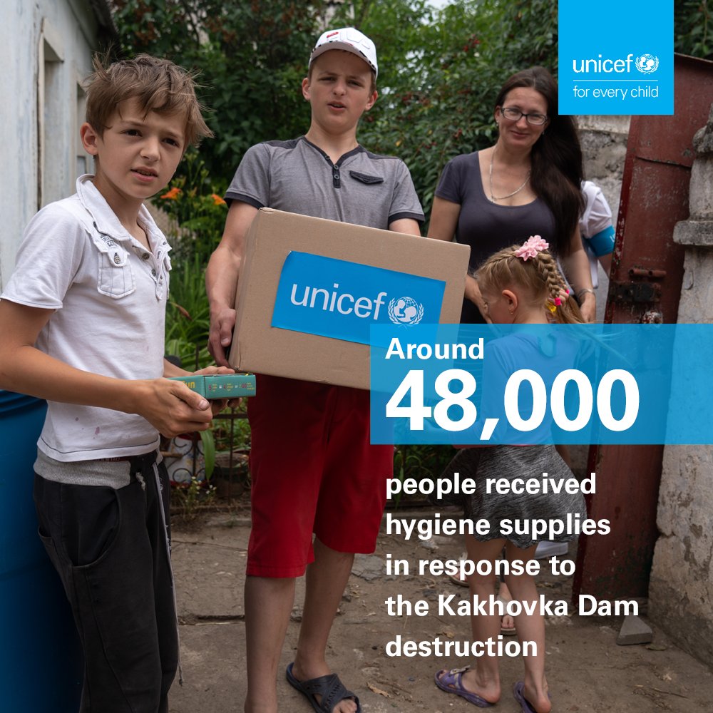 UNICEF continues to respond to the needs of children, families and communities affected by the #KakhovkaDam attack. Our life-saving support includes providing access to safe drinking water and hygiene supplies in affected areas. #WorldWaterWeek