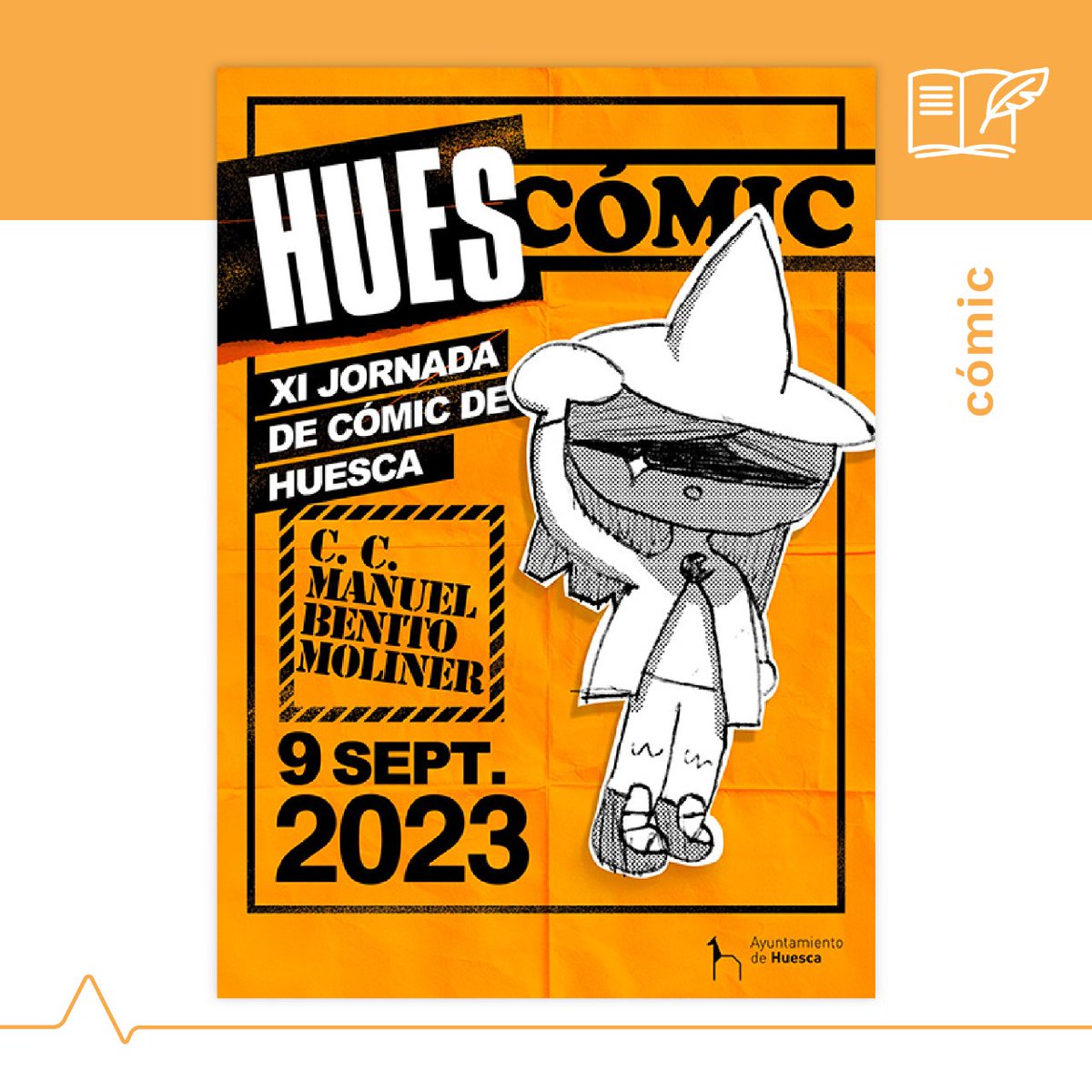 💬 ✏️ #Huescómic celebra su 11ª edición con un programa de charlas, exposiciones y talleres que ponen en valor el arte e imaginación de las viñetas. 

🕛 Del 8 al 10 de septiembre
📍 CCMBM (Matadero)
ℹ️ radarhuesca.es/eventos/activi…

<a href="/Vinetario/">Viñetario.com</a> 
#radarhuesca
