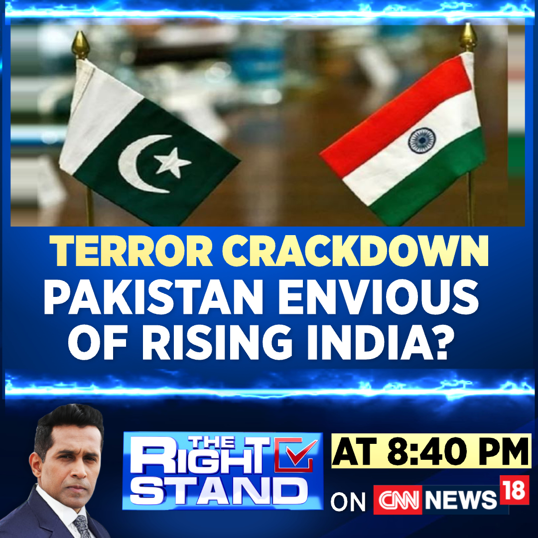 CNNnews18's tweet image. #TerrorCrackdown: Pakistan Envious of Rising India?
Watch #TheRightStand with @AnchorAnandN at 8:40 PM only on CNN-News18!