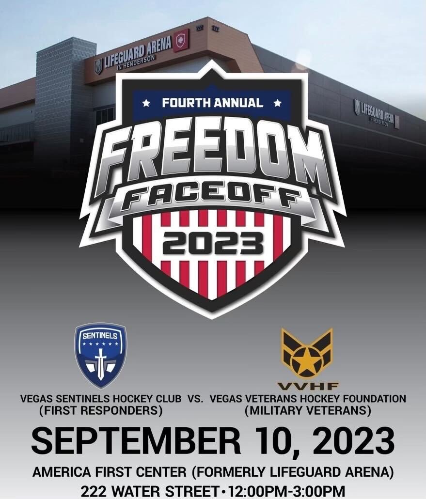 VVHFoundation's tweet photo. The Fourth Annual Freedom Faceoff is in just a few weeks- we’re looking forward to defending the Hartfield Cup!

#vegasveterans #firstresponders #community #hockey #lasvegas #henderson https://t.co/LbOpXVDkZL