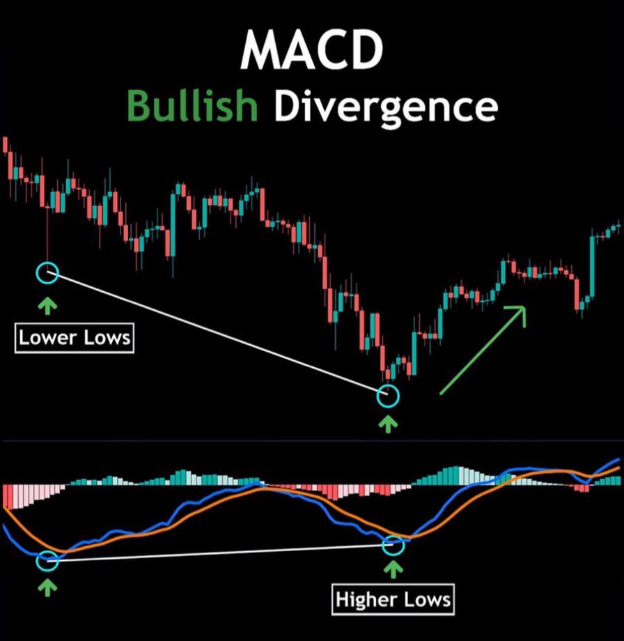 𝗠𝗔𝗖𝗗 𝗕𝘂𝗹𝗹𝗶𝘀𝗵 𝗗𝗶𝘃𝗲𝗿𝗴𝗲𝗻𝗰𝗲 𝗦𝗶𝗺𝗽𝗹𝗶𝗳𝗶𝗲𝗱!📊 ✓  Price Should Show Lower Lows ✓ MACD Indicators Should Show Higher Highs  Learn & Practice.📈 #stocks #trading #investing