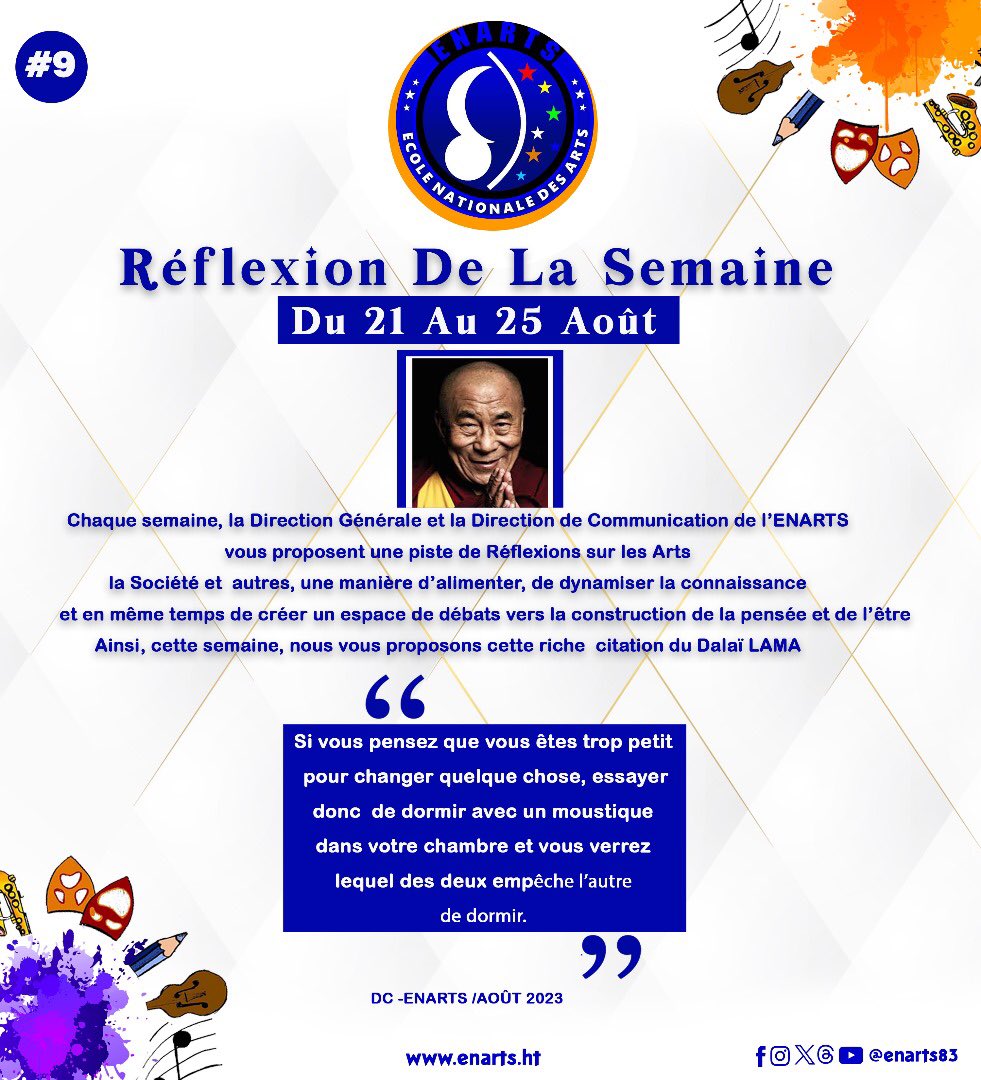 ENARTS83's tweet photo. Réflexion de la semaine 

#enarts 

#art

#ecole 

#enartshaiti

#Haiti https://t.co/nQclHMfPdK