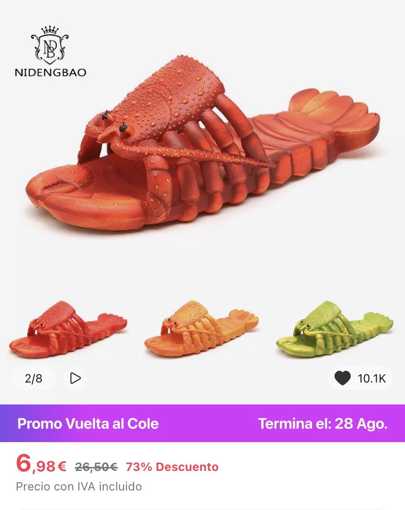 Amigos no pido nunca nada, solo necesito un fav y rt y me compro estas chanclas de langosta para #MiVueltaAlCole 🥺❤️