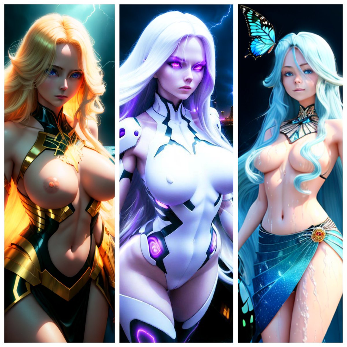 Wow🔥 <a href="/FoxyGang_/">FoxyGang</a> new collection Maidens of the Elements has started! 🎉

Our challenge continues until the end of September❤️ AI and drawing. 

My new girls are waiting for brave and worthy companions!

10 xtz only on Objkt 
Link⬇️