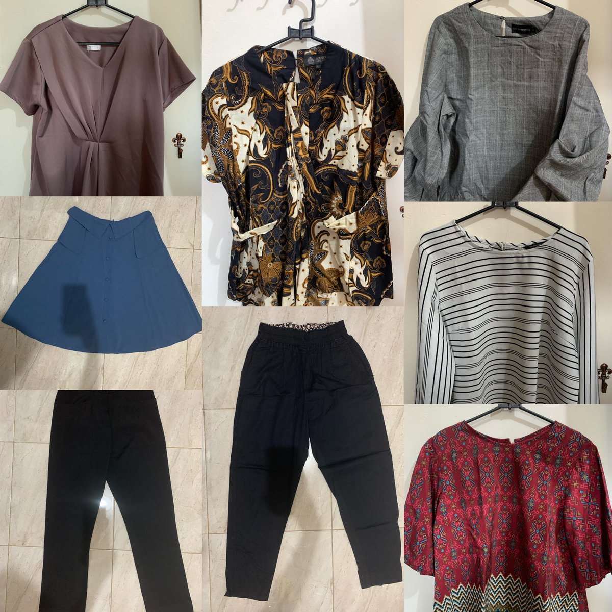 bangtanara_'s tweet image. wts atasan, celana, rok preloved (used by me hihi). all good conditions @ 35k. dijual karena udah jarang kepake &amp;amp; mau cabut dr kosan. details boleh reply/langsung dm saja. thankyou!

. wts wtb preloved

#zonauang #prelovedatasan #wts #wtb