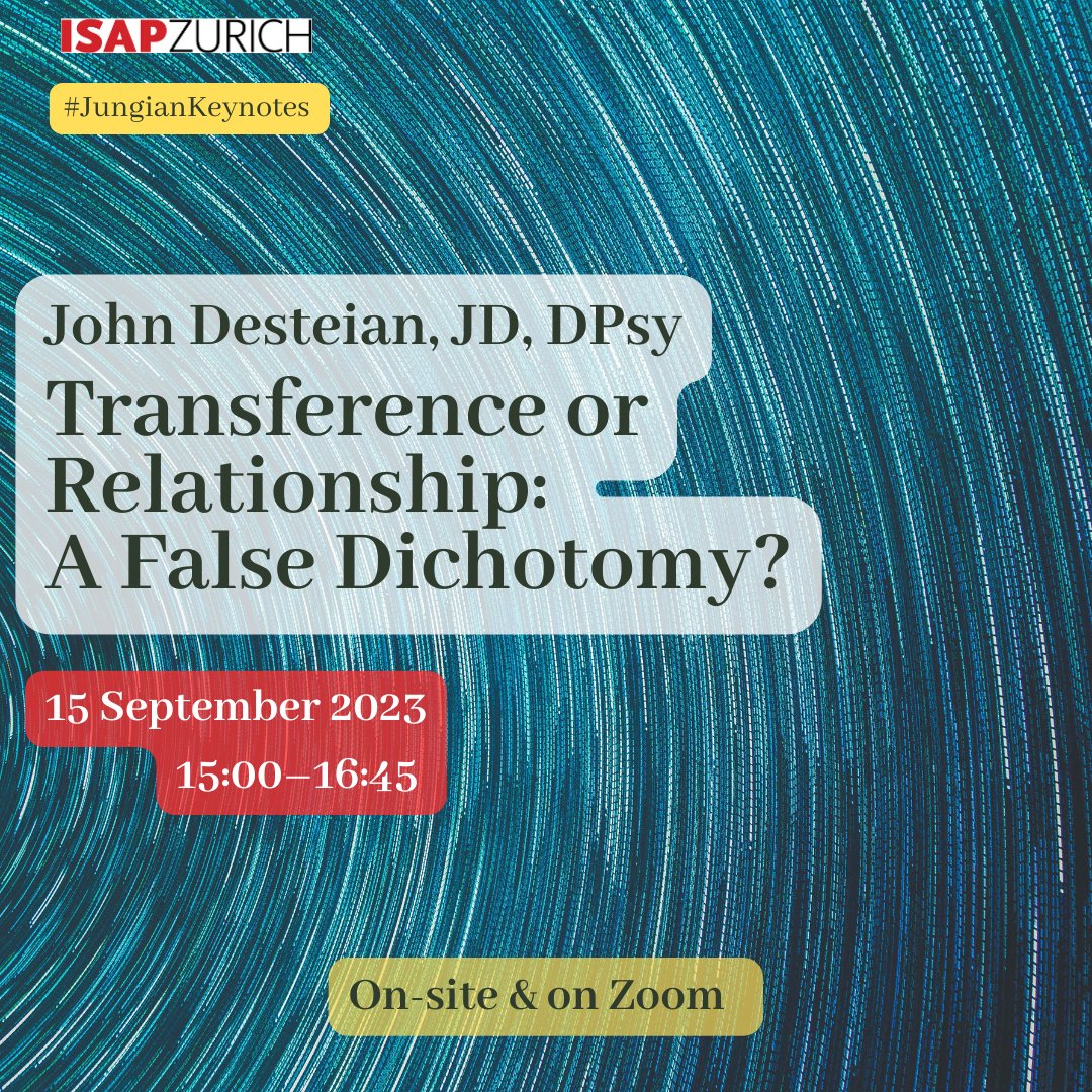 Transference or Relationship: A False Dichotomy?
Sign up now:  isapzurich.com/en/public-prog…
#JungianKeynotes #psychotherapy #isapzurich #jungianpsychology #cgjung #analyticalpsychology #education #switzerland