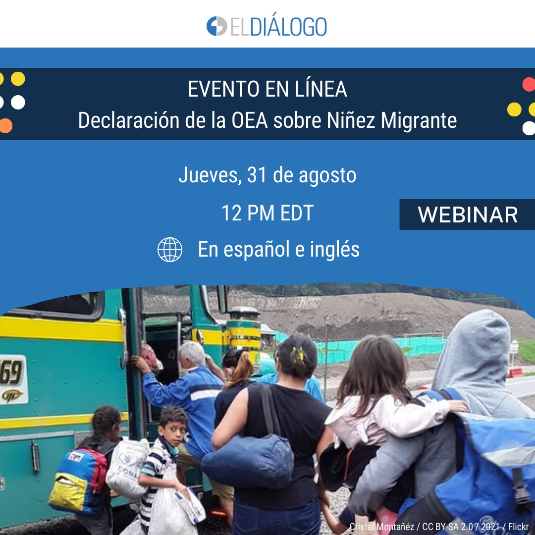 ALERTA WEBINAR: Declaración de la OEA sobre Niñez Migrante 🗓 Jueves, 31 de agosto ⏰ 12:00 PM EDT 🌐 Regístrate acá y ¡acompáñanos! bit.ly/3qsbeUp #ChildMigration #NiñezMigrante @CancilleriaCol @Minrel_Chile @OEA_oficial @OAS_official @OAS_Inclusion @AlvaroBotero8