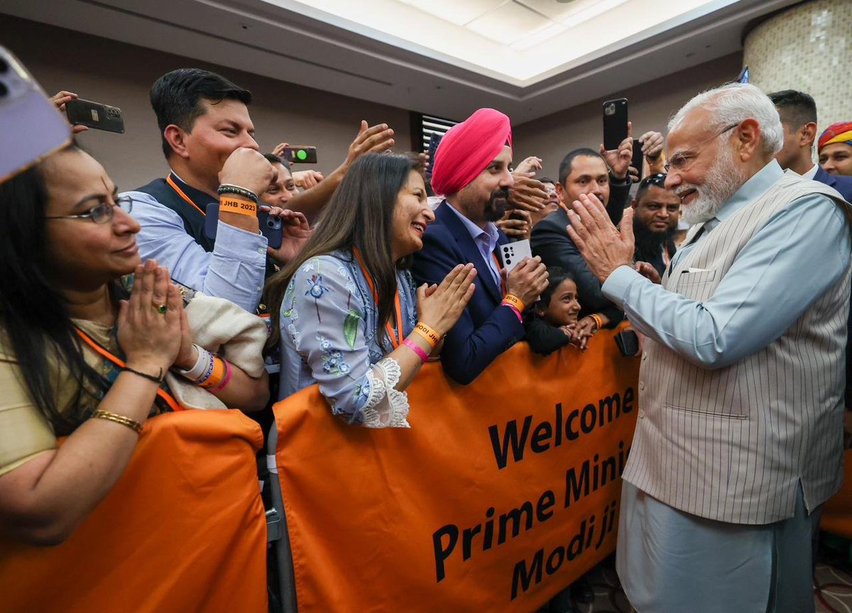 Gratitude to South Africa’s Indian community for the special welcome in Johannesburg.