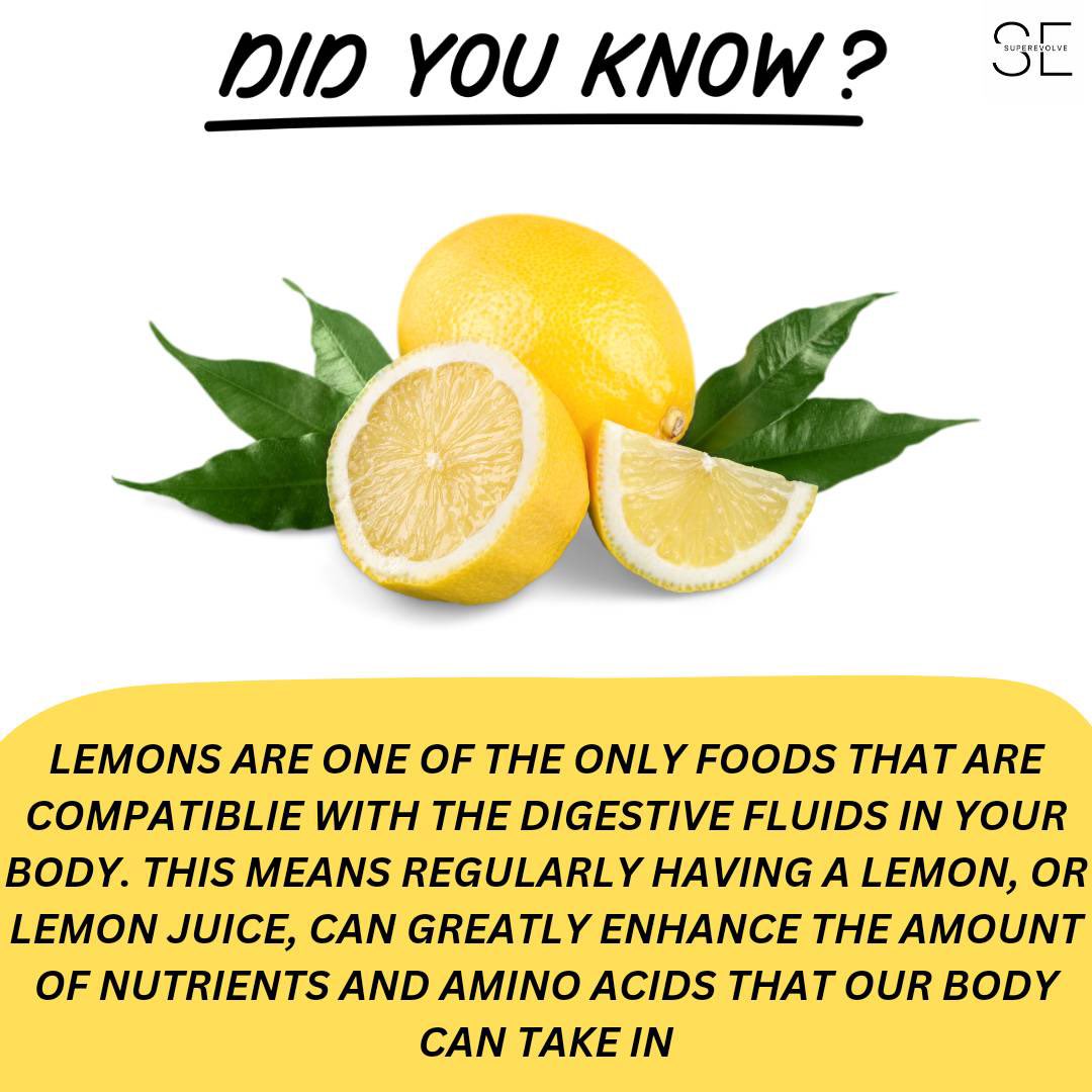 superevolve_'s tweet photo. DID YOU KNOW?
#DidYouKnow #lemon #compatible #Digestive #fluids #amino #acids #nutrients #benefits #tips #care #healthy #health #trend #viral #explore #ForYou #foryoupage #juice #help #solution #everyday #diet #salad #plan #superevolve #customise 
Visit https://t.co/3GQsW3JvAi https://t.co/3tSXVxQGYr