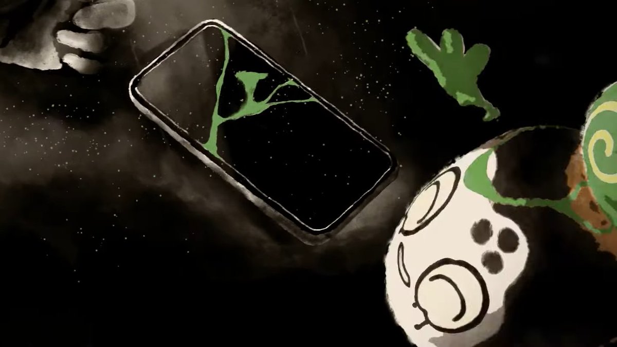 PLDHnet's tweet photo. The way that Poltchageist seals cracks with glowing matcha to repair broken items seems to be a reference to the art of kintsugi, by which broken items are repaired using powdered metals (like gold), the cracks and scars highlighted in the process as something beautiful. https://t.co/7QgI3CoYnA