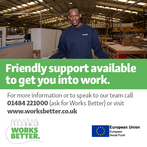 Our @WorksBetterESF team is on hand to provide you with friendly, virtual support to get you back into work.

Get in contact with us today on 01484 221000 (ask for Works Better) or visit worksbetter.co.uk

#kirklees #employmentsupport #jobsearch #kirkleesjobs