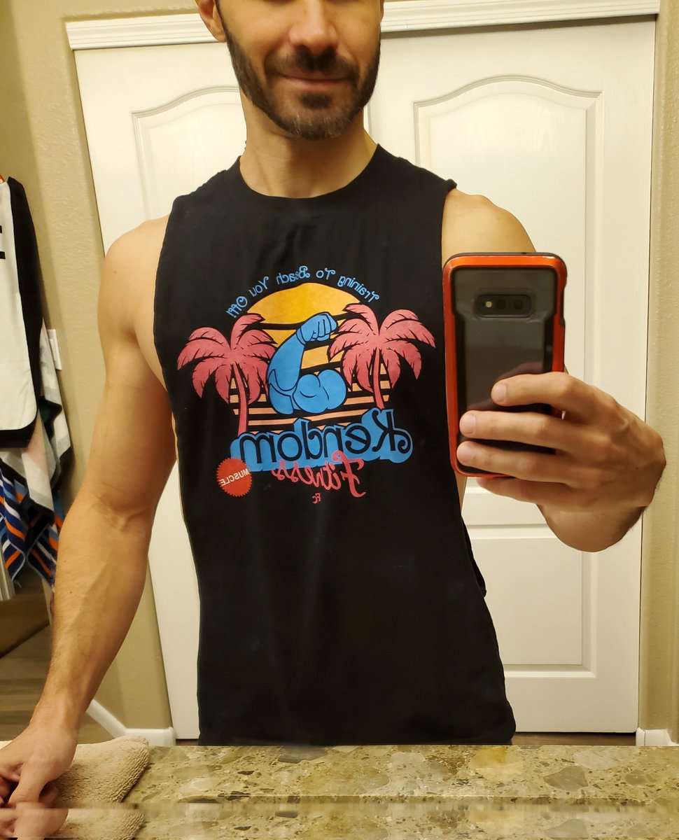 BuffBananaBro's tweet photo. It finally came! I love my new Barbie-movie-inspired muscle shirt! https://t.co/kBGzOoXEQp