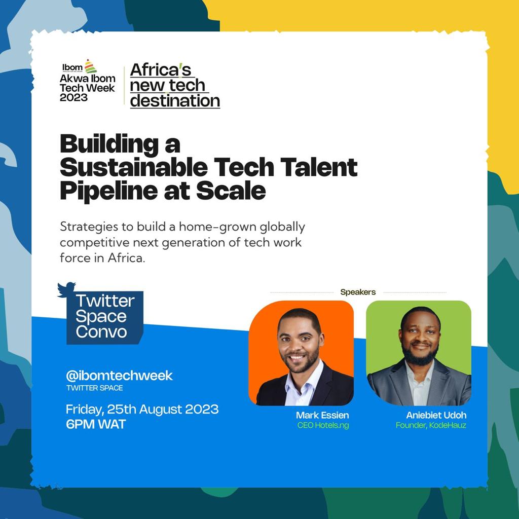 Join <a href="/markessien/">Mark Essien</a> and I on Friday, Aug 25, 6pm WAT for an insightful Twitter Space on "Building a Sustainable Tech Talent Pipeline at Scale." This has recently become my favourite topic.

We will explore tech talent development, with experiences, insights, and strategies.