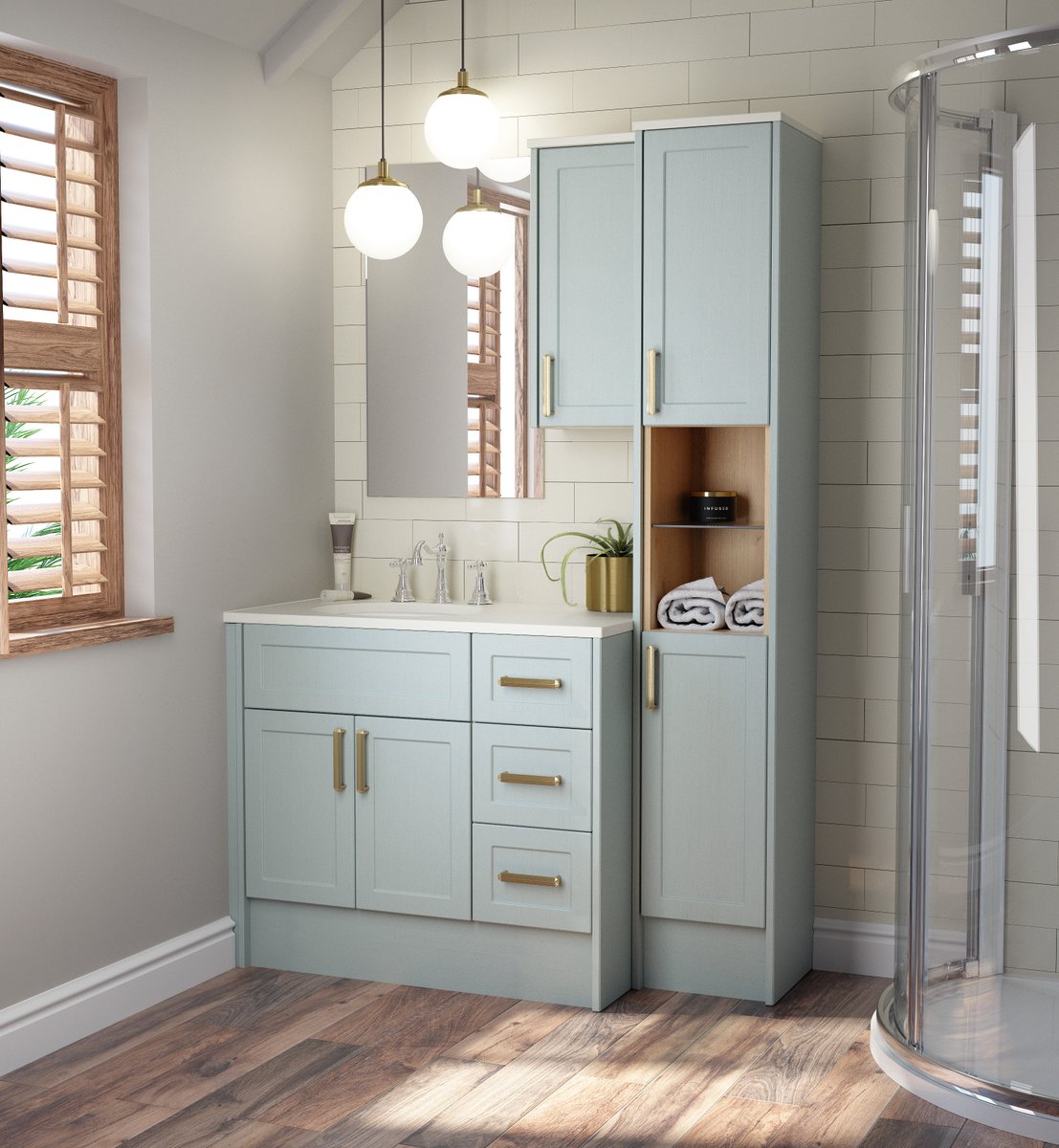 UtopiaBathrooms's tweet photo. All the appeal of classic Shaker styling with the Original Fitted Clara doorstyle in beautiful English Duck egg, creating a soft and harmonious period look combined with maximum storage. https://t.co/xinqPv0FvK