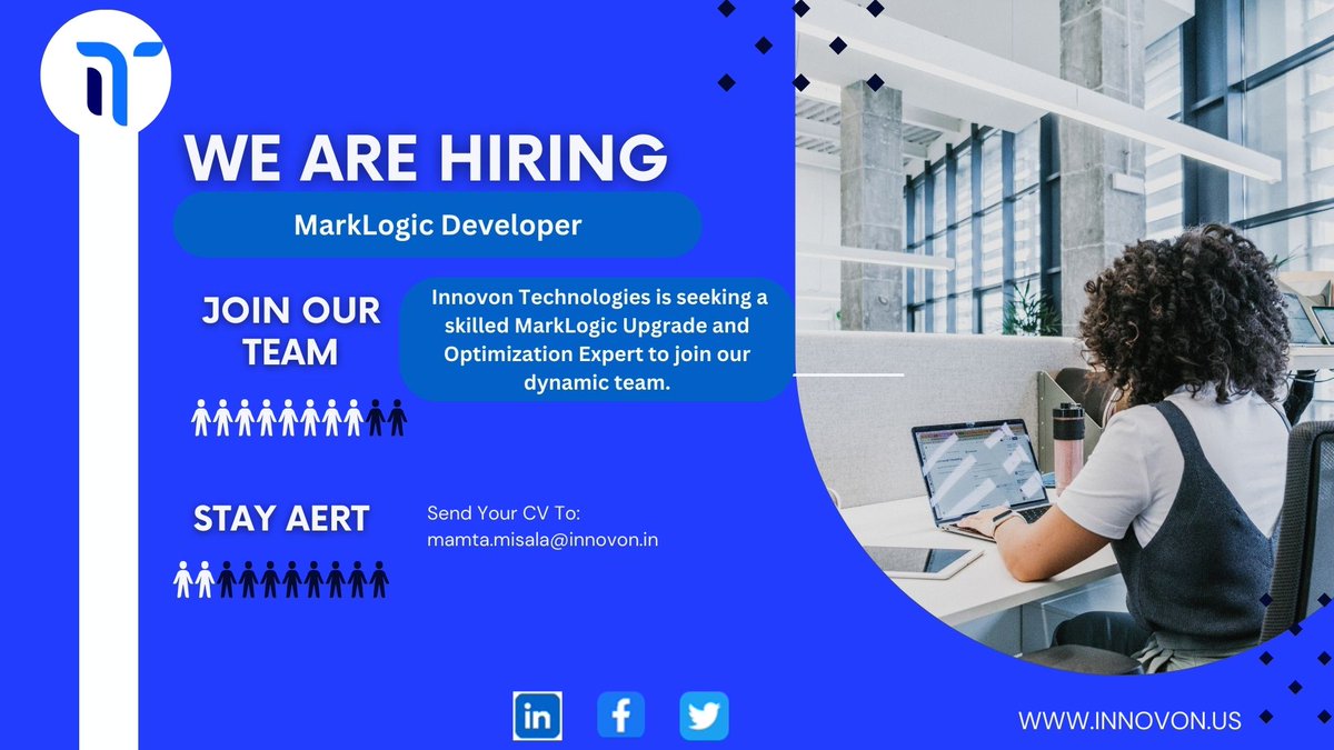 innovontech's tweet image. Do you have a strong enthusiasm for pushing technological progress and enhancing systems to achieve their highest potential? Submit your CV today at mamta.misala@innovon.in!&quot;
#Innovon #Innovontech #Marklogic #Marklogicdeveloper #Programming  #SoftwareDevelopment #Developer