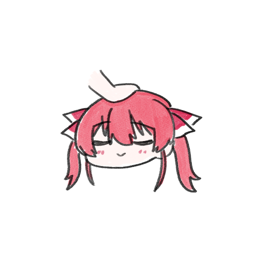 houshou marine twintails 1girl red hair closed eyes headpat smile solo focus  illustration images