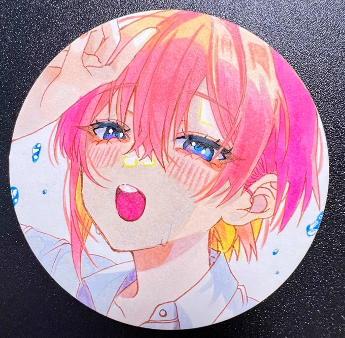 コースター型色紙?に手描きで 中野一花 