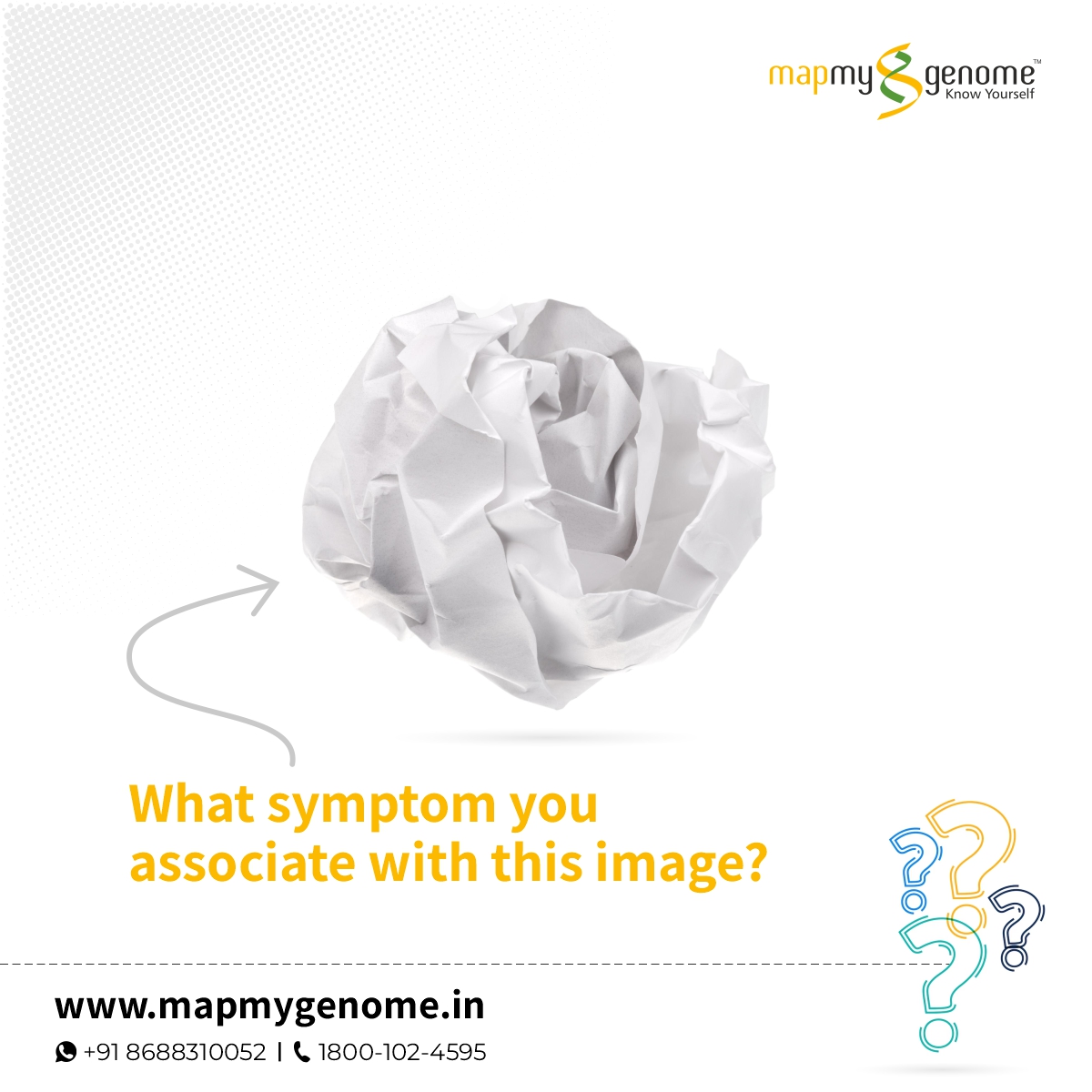 mapmygenome's tweet photo. 🤔Tell us one symptom that pops into your head when you see the image?
Let us know in the comments👇
#SymptomSpotting #GuessTheSymptom #MindfulObservation #VisualClues #NameThatSymptom #CommentBelow #JoinTheDiscussion #WhatDoYouSee #HealthInsights #SymptomAwareness #mapmygenome #knowyourself