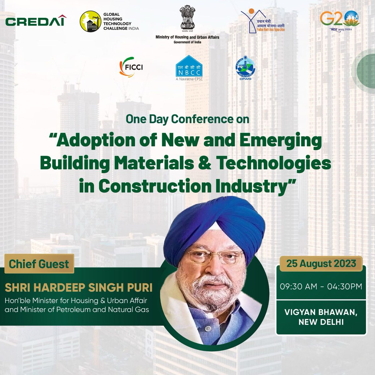 sec_credai's tweet photo. Keynote address by Shri Hardeep Singh Puri, Hon'ble Minister for Housing &amp; Urban Affairs &amp; Minister of Petroleum and Natural Gas on "Adoption of New and Emerging Building Materials &amp; Technology in Construction Industry" 

Register now: https://t.co/wyx8t0QutO
@CREDAINational https://t.co/xfP0ugcrnW